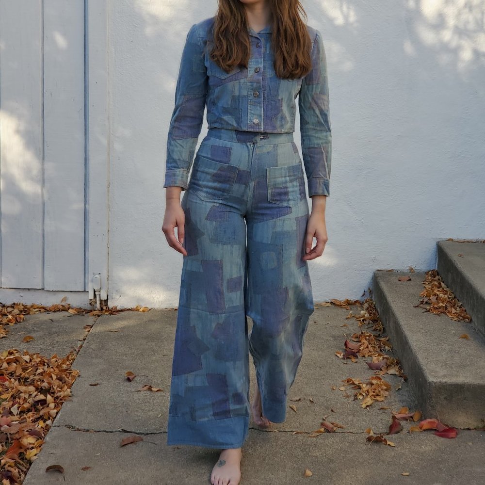 vintage 1970s patchwork suit - Picture 3 of 11
